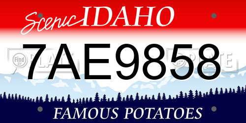 7AE9858 Idaho License Plate