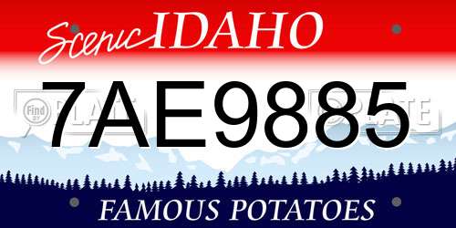 7AE9885 Idaho License Plate