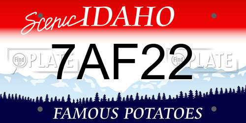 7AF22 Idaho License Plate