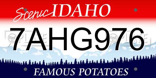 7AHG976 Idaho License Plate