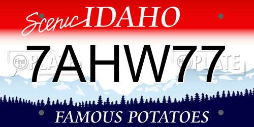 7AHW77 Idaho License Plate