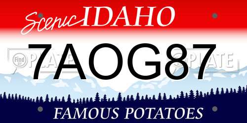 7AOG87 Idaho License Plate