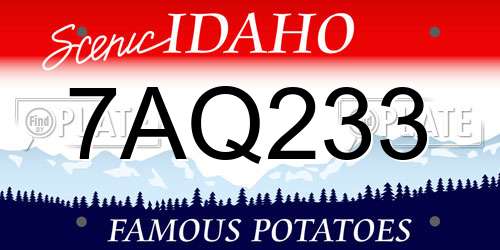 7AQ233 Idaho License Plate