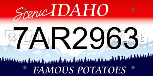7AR2963 Idaho License Plate