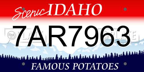 7AR7963 Idaho License Plate