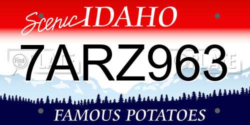 7ARZ963 Idaho License Plate