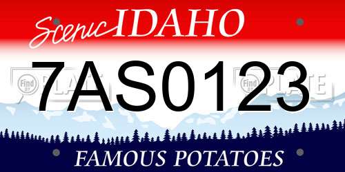 7AS0123 Idaho License Plate