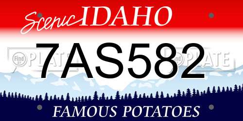 7AS582 Idaho License Plate