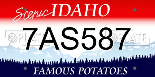 7AS587 Idaho License Plate