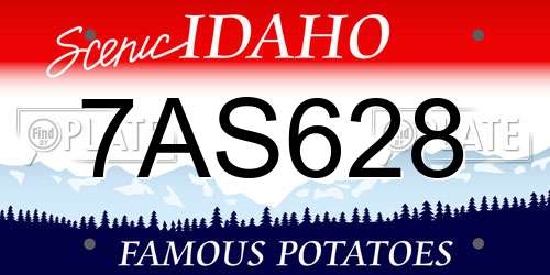 7AS628 Idaho License Plate