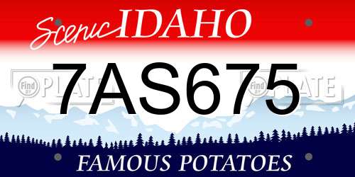 7AS675 Idaho License Plate