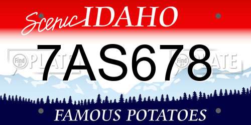 7AS678 Idaho License Plate