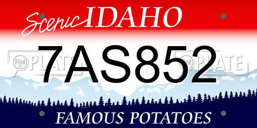 7AS852 Idaho License Plate