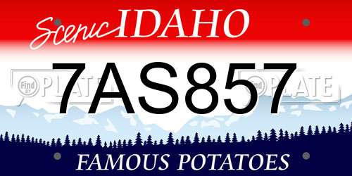 7AS857 Idaho License Plate