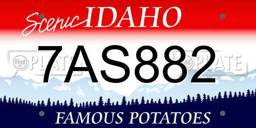 7AS882 Idaho License Plate