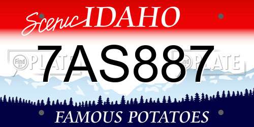 7AS887 Idaho License Plate