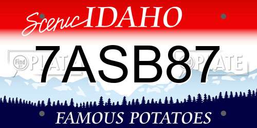 7ASB87 Idaho License Plate
