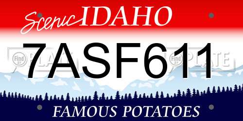 7ASF611 Idaho License Plate
