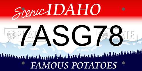 7ASG78 Idaho License Plate