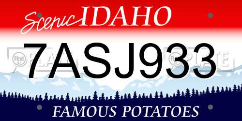 7ASJ933 Idaho License Plate