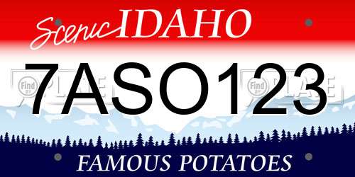 7ASO123 Idaho License Plate
