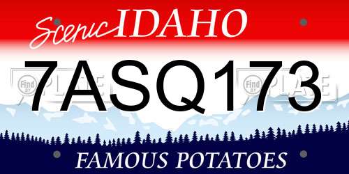 7ASQ173 Idaho License Plate