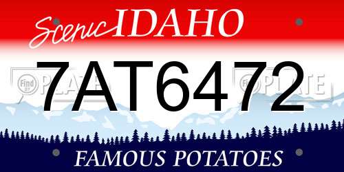 7AT6472 Idaho License Plate