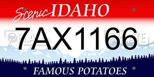 7AX1166 Idaho License Plate
