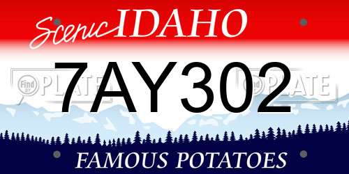 7AY302 Idaho License Plate