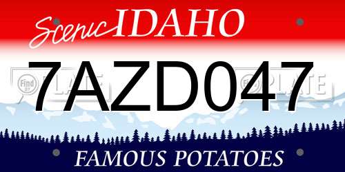 7AZD047 Idaho License Plate