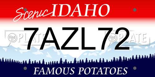 7AZL72 Idaho License Plate