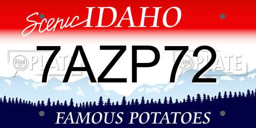 7AZP72 Idaho License Plate