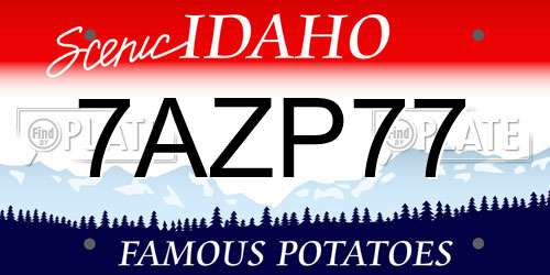 7AZP77 Idaho License Plate