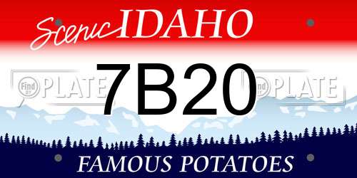 7B20 Idaho License Plate