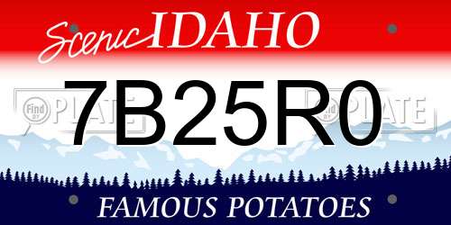7B25R0 Idaho License Plate