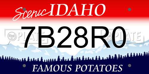 7B28R0 Idaho License Plate