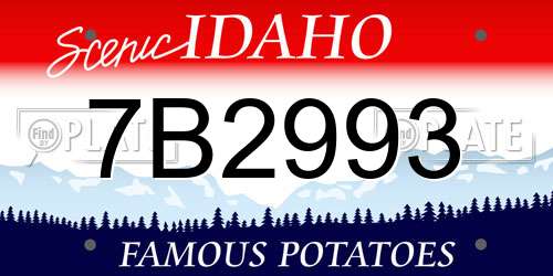 7B2993 Idaho License Plate