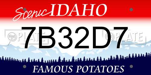 7B32D7 Idaho License Plate
