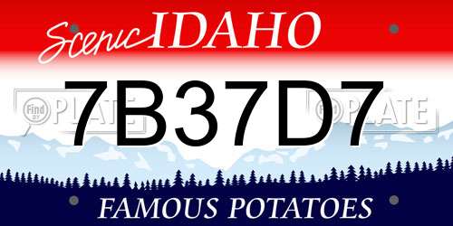 7B37D7 Idaho License Plate