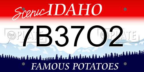 7B37O2 Idaho License Plate