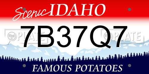 7B37Q7 Idaho License Plate