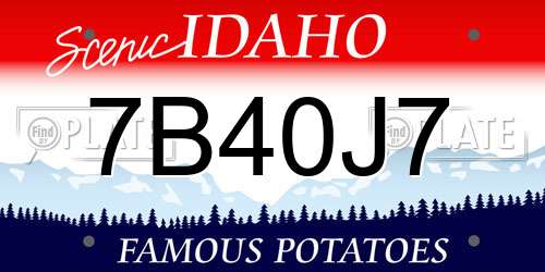 7B40J7 Idaho License Plate
