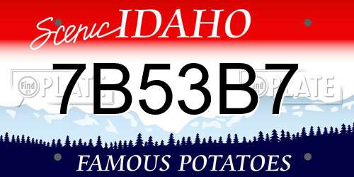 7B53B7 Idaho License Plate
