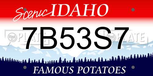 7B53S7 Idaho License Plate