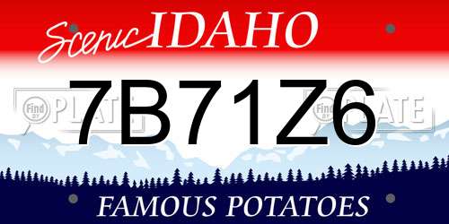 7B71Z6 Idaho License Plate