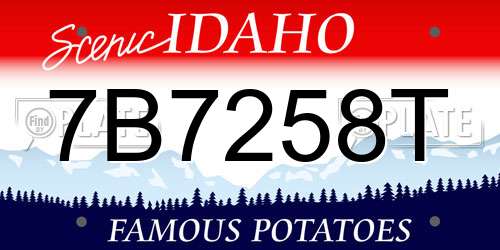 7B7258T Idaho License Plate