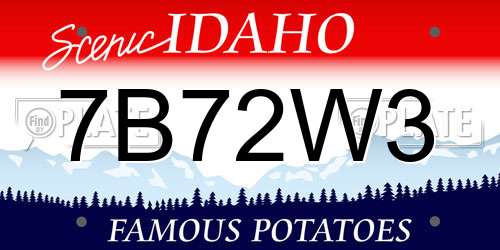 7B72W3 Idaho License Plate