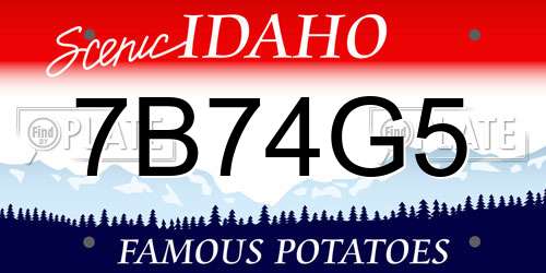 7B74G5 Idaho License Plate