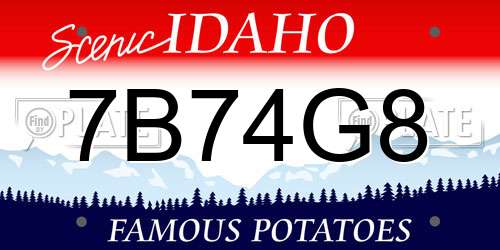 7B74G8 Idaho License Plate
