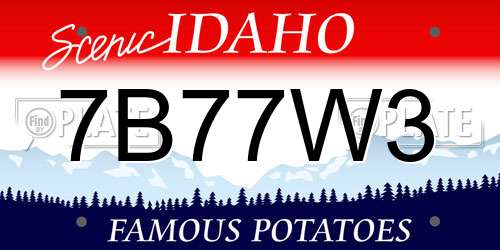 7B77W3 Idaho License Plate